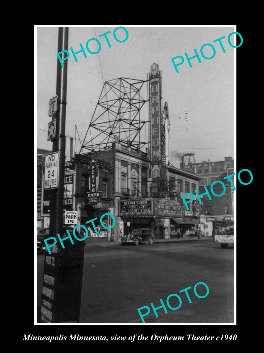 OLD LARGE HISTORIC PHOTO OF MINNEAPOLIS MINNESOTA, THE ORPHEUM THEATRE c1940