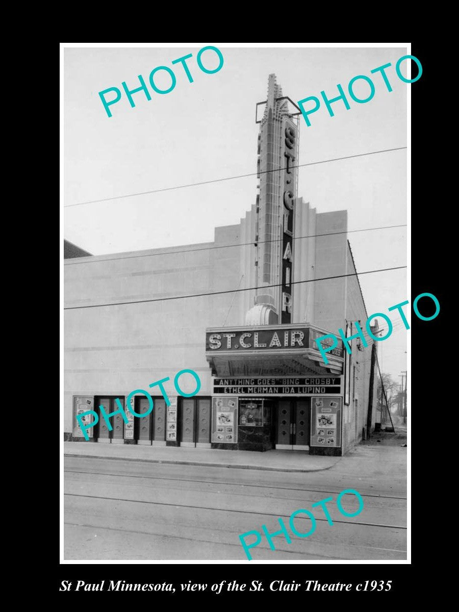 OLD LARGE HISTORIC PHOTO OF St PAUL MINNESOTA, VIEW OF THE St CLAIR THEATRE 1935