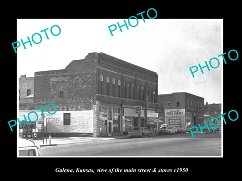 OLD LARGE HISTORIC PHOTO OF GALENA KANSAS, THE MAIN STREET & STORES c1950