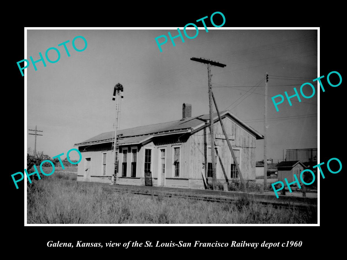 OLD LARGE HISTORIC PHOTO OF GALENA KANSAS, THE SLSF RAILROAD DEPOT c1960