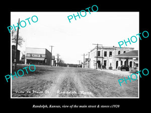 OLD LARGE HISTORIC PHOTO OF RANDOLPH KANSAS, THE MAIN STREET & STORES c1920