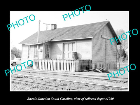 OLD LARGE HISTORIC PHOTO OF SHOALS JUNCTION SOUTH CAROLINA RAILROAD DEPOT c1960