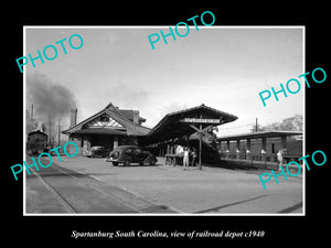 OLD LARGE HISTORIC PHOTO OF SPARTANBURG SOUTH CAROLINA RAILROAD DEPOT c1940