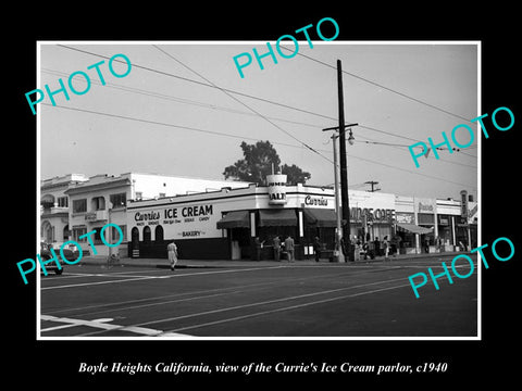 OLD HISTORIC PHOTO OF BOYLE HEIGHTS CALIFORNIA, CURRIES ICE CREAM PARLOUR c1940