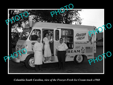 OLD HISTORIC PHOTO OF COLUMBIA SOUTH CAROLINA, FREEZER FRESH ICE CREAM VAN c1960