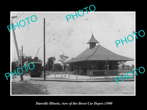 OLD LARGE HISTORIC PHOTO OF DANVILLE ILLINOIS, THE STREET CAR DEPOT c1900