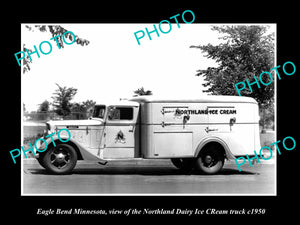 OLD HISTORIC PHOTO OF EAGLE BEND MINNESOTA. THE NORTHLAND ICE CREAM TRUCK c1950