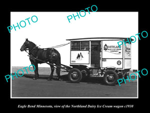 OLD HISTORIC PHOTO OF EAGLE BEND MINNESOTA. THE NORTHLAND ICE CREAM WAGON c1930