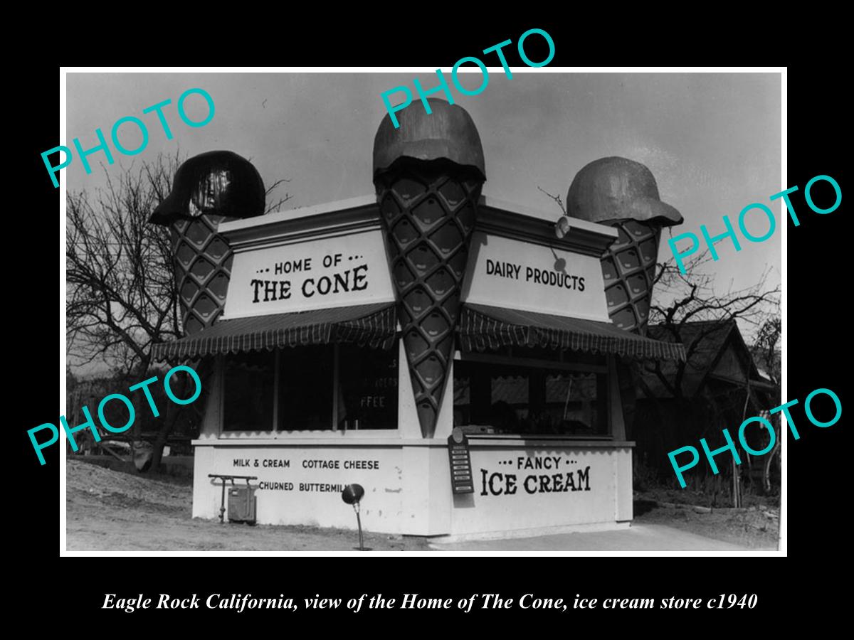 OLD LARGE HISTORIC PHOTO OF EAGLE ROCK CALIFORNIA, THE ICE CREAM PARLOUR c1940