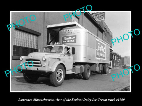 OLD HISTORIC PHOTO OF LAWRENCE MASSACHUSETTS, SEALTEST ICE CREAM TRUCK c1960