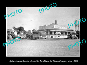 OLD LARGE HISTORIC PHOTO OF QUINCY MASSACHUSETTS, DUTCHLAND ICE CREAM STORE 1930