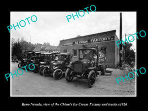 OLD LARGE HISTORIC PHOTO OF RENO NEVADA, THE CHISM ICE CREAM Co FLEET c1920