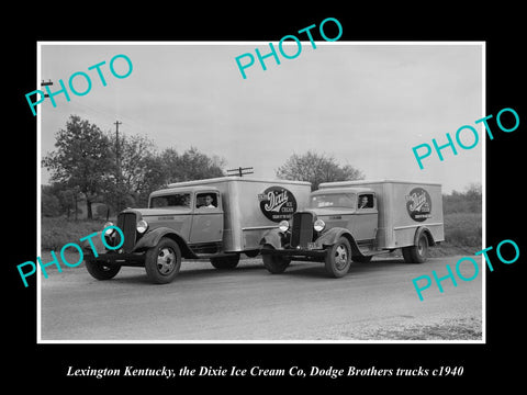 OLD LARGE HISTORIC PHOTO OF LEXINGTON KENTUCKY, THE DIXIE ICE CREAM TRUCKS c1940