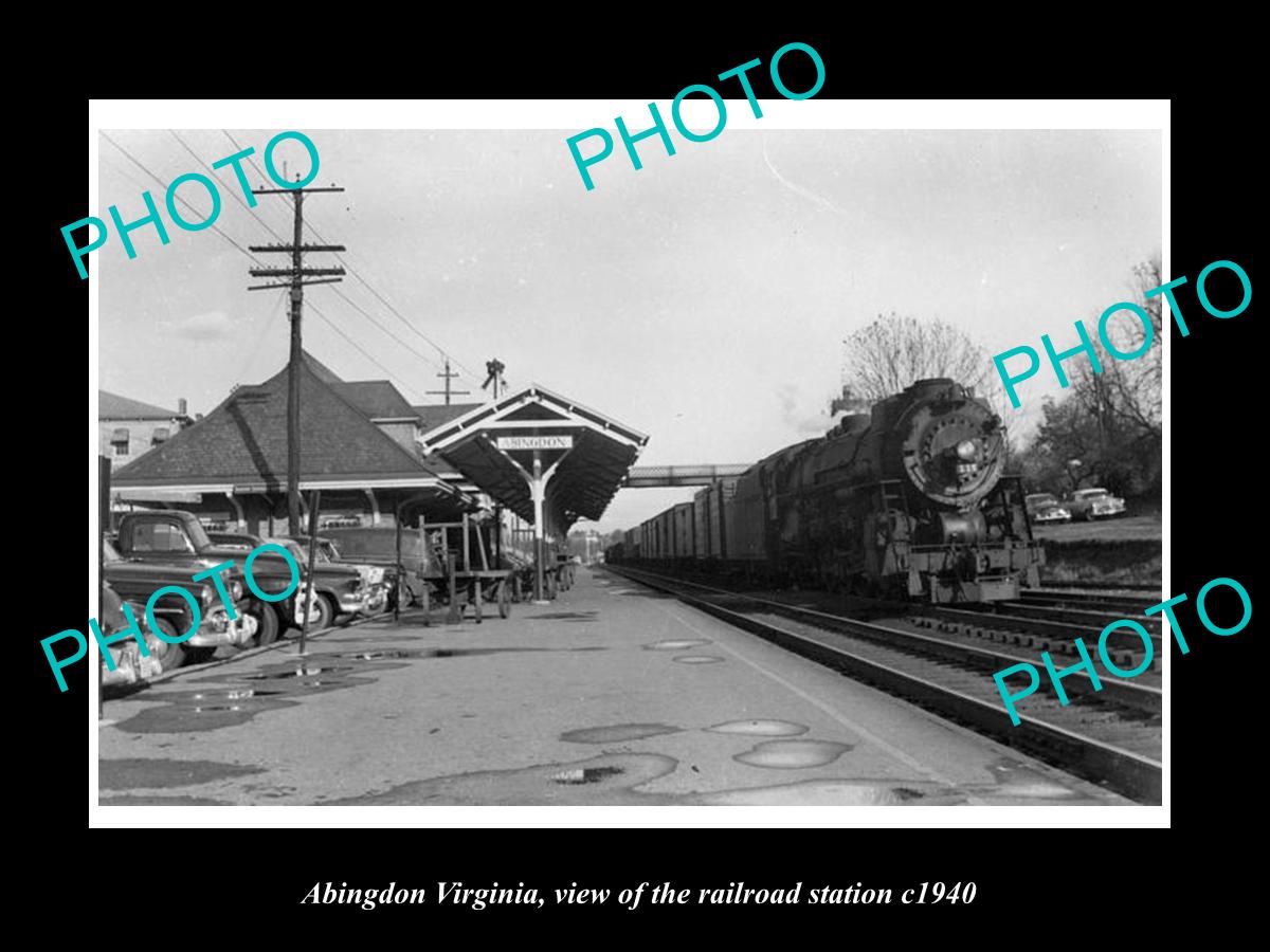 OLD LARGE HISTORIC PHOTO OF ABINGDON VIRGINIA, THE RAILROAD STATION c1940