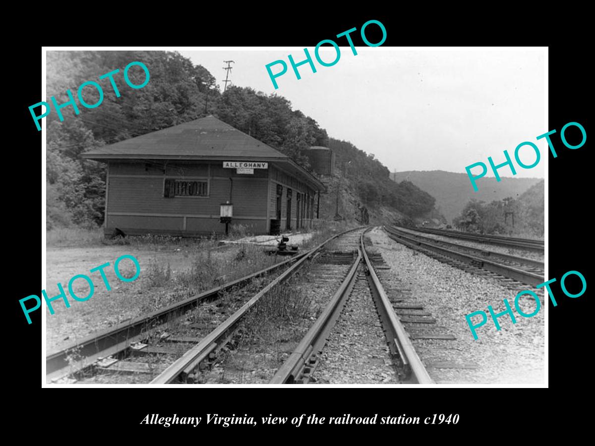 OLD LARGE HISTORIC PHOTO OF ALLEGHANY VIRGINIA, THE RAILROAD STATION c1940