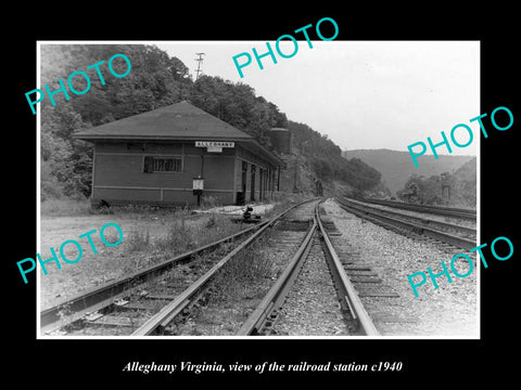 OLD LARGE HISTORIC PHOTO OF ALLEGHANY VIRGINIA, THE RAILROAD STATION c1940