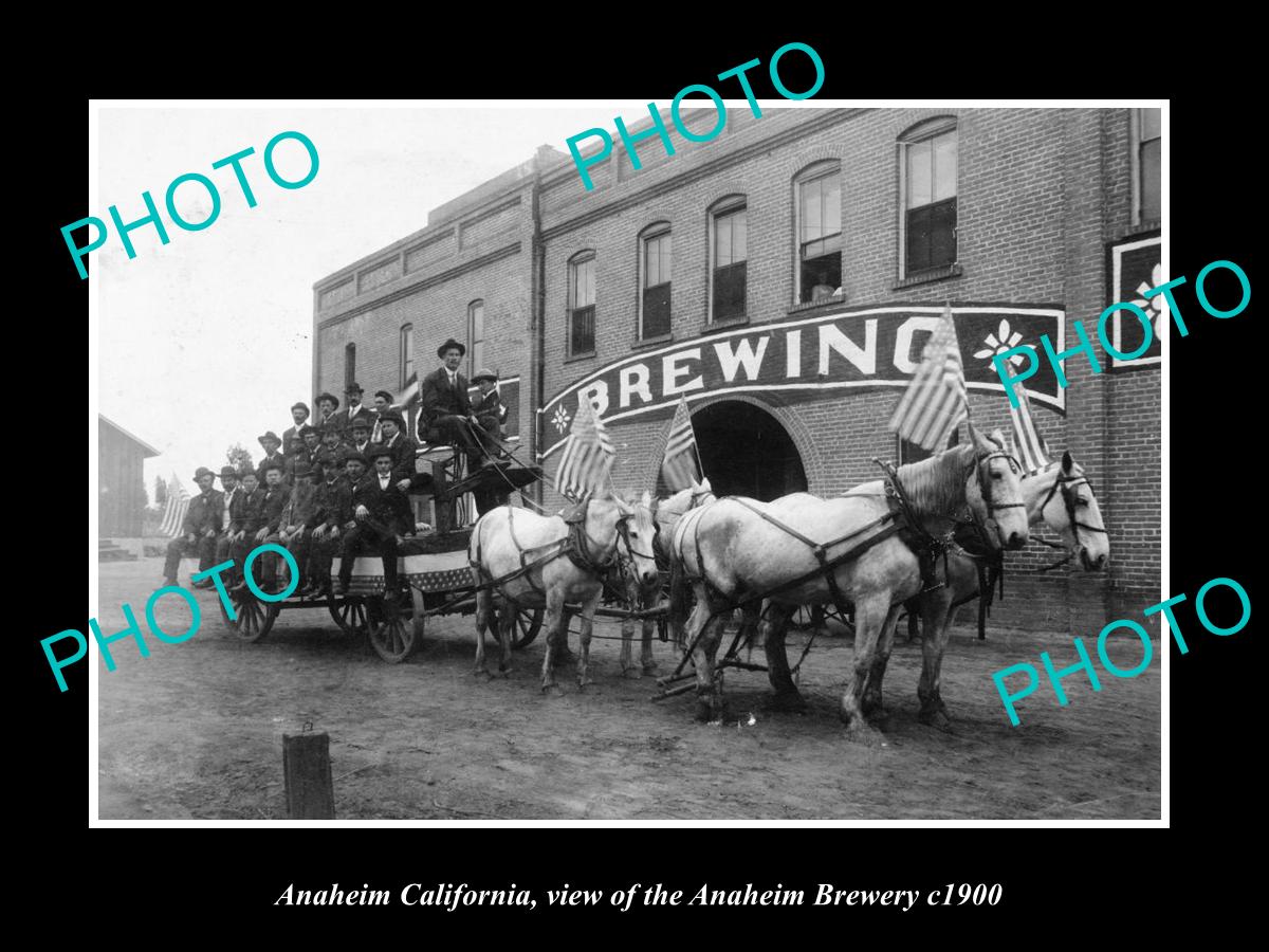 OLD LARGE HISTORIC PHOTO OF ANAHEIM CALIFORNIA, THE AHAHEIM BREWERY PLANT c1900