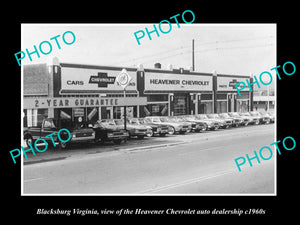 OLD LARGE HISTORIC PHOTO OF BLACKSBURG VIRGINIA, THE CHEVROLET CAR STORE c1960