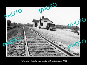 OLD LARGE HISTORIC PHOTO OF CALVERTON VIRGINIA, THE RAILROAD STATION c1960