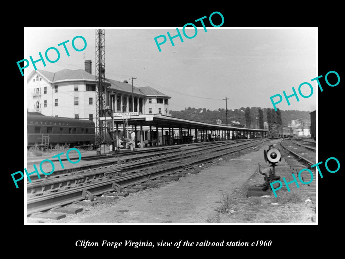 OLD LARGE HISTORIC PHOTO OF CLIFTON FORGE VIRGINIA, THE RAILROAD STATION c1960