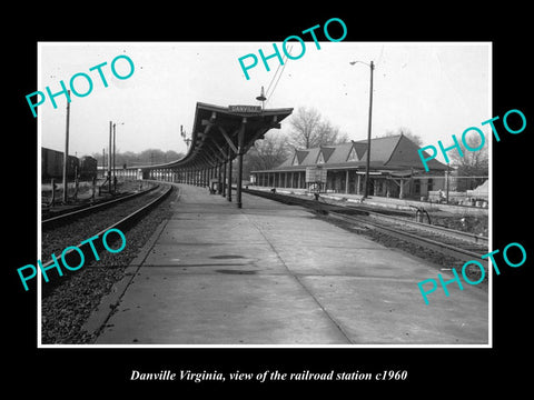 OLD LARGE HISTORIC PHOTO OF DANVILLE VIRGINIA, THE RAILROAD STATION c1960