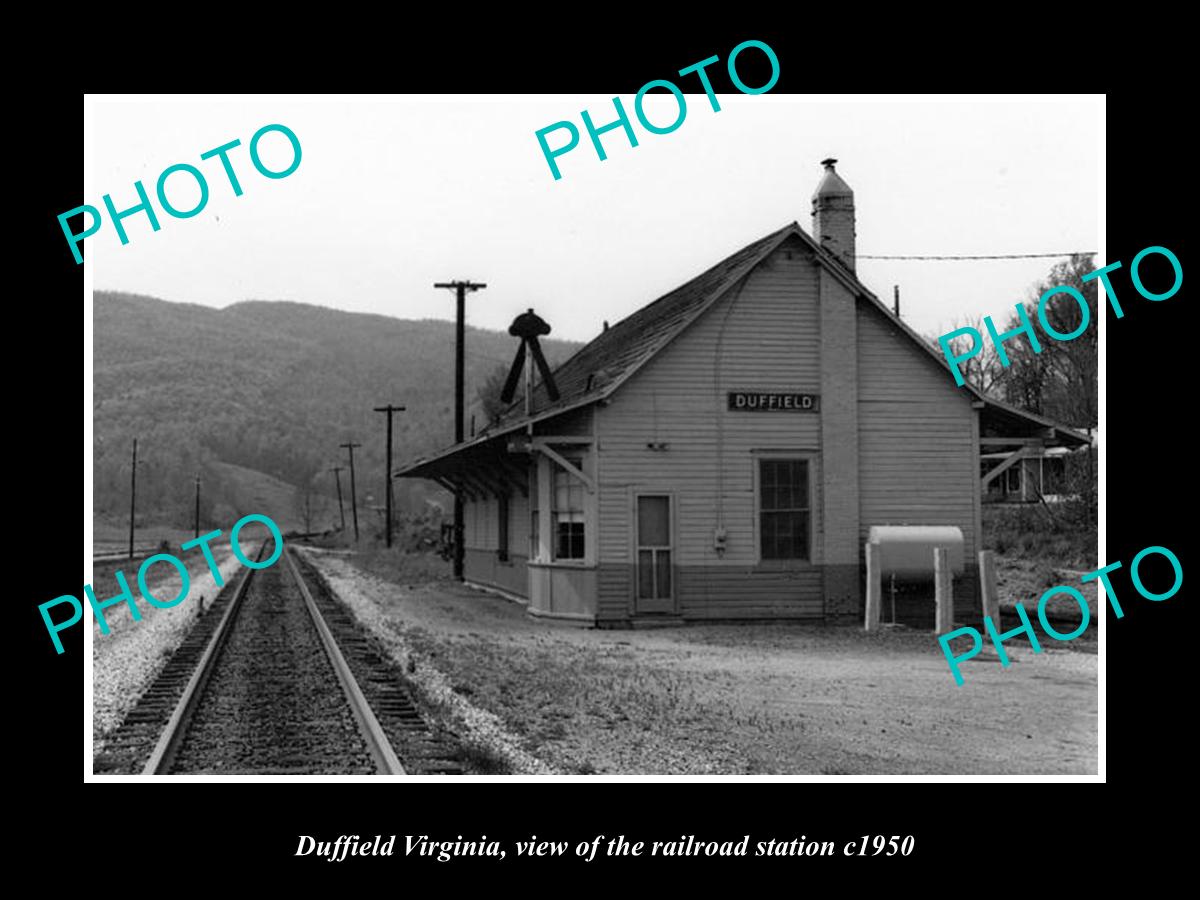 OLD LARGE HISTORIC PHOTO OF DUFFIELD VIRGINIA, THE RAILROAD STATION c1950