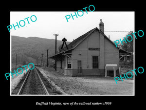 OLD LARGE HISTORIC PHOTO OF DUFFIELD VIRGINIA, THE RAILROAD STATION c1950