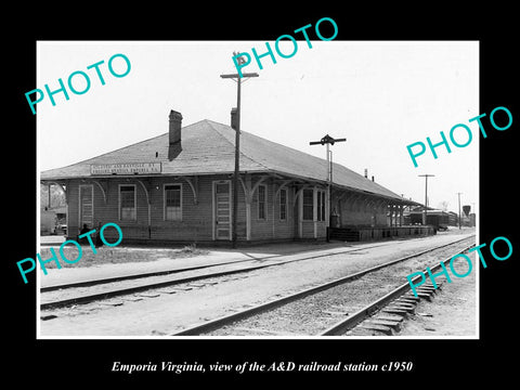 OLD LARGE HISTORIC PHOTO OF EMPORIA VIRGINIA, THE RAILROAD STATION c1950 1