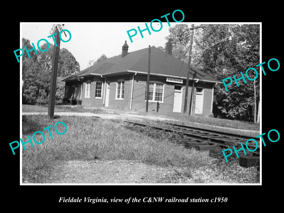 OLD LARGE HISTORIC PHOTO OF FIELDALE VIRGINIA, THE RAILROAD STATION c1950 1