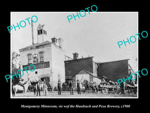 OLD LARGE HISTORIC PHOTO OF MONTGOMERY MINNESOTA, HANDSUCH & PEXA BREWERY c1900