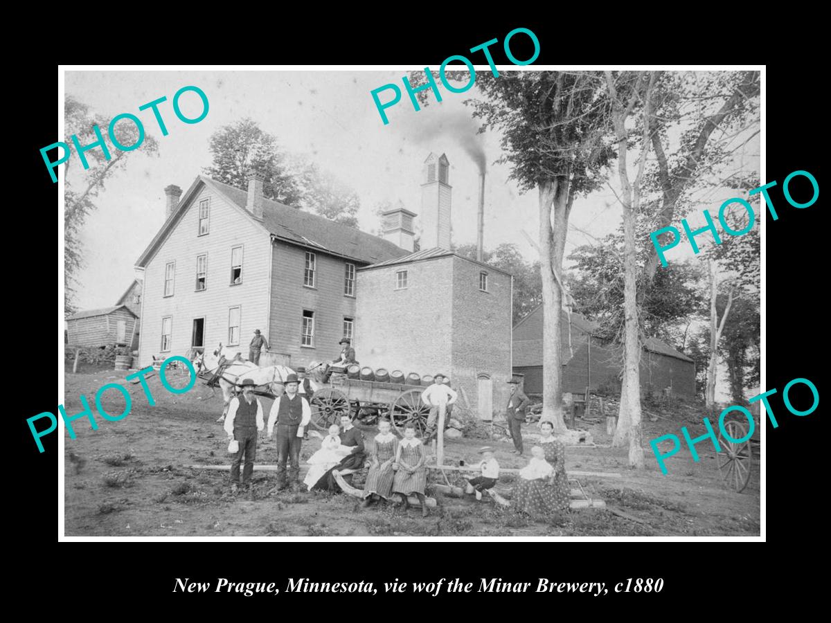 OLD LARGE HISTORIC PHOTO OF NEW PRAGUE MINNESOTA, THE MINAR BREWERY PLANT c1880