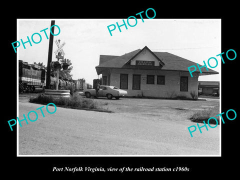 OLD LARGE HISTORIC PHOTO OF PORT NORFOLK VIRGINIA, THE RAILROAD STATION c1960