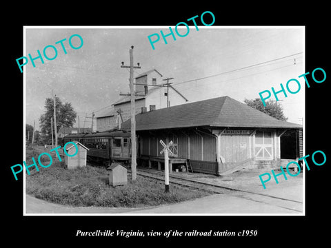 OLD LARGE HISTORIC PHOTO OF PURCELLVILLE VIRGINIA, THE RAILROAD STATION c1950