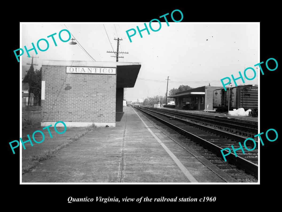 OLD LARGE HISTORIC PHOTO OF QUANTICO VIRGINIA, THE RAILROAD STATION c1960