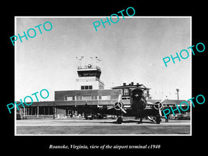 OLD LARGE HISTORIC PHOTO OF ROANOKE VIRGINIA, THE AIRPORT TERMINAL c1940