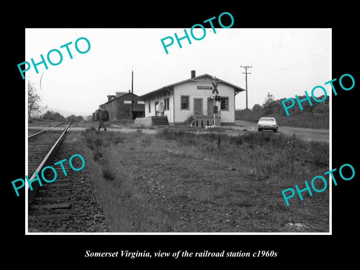 OLD LARGE HISTORIC PHOTO OF SOMERSET VIRGINIA, THE RAILROAD STATION c1960