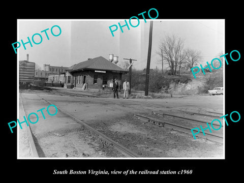 OLD LARGE HISTORIC PHOTO OF SOUTH BOSTON VIRGINIA, THE RAILROAD STATION c1960