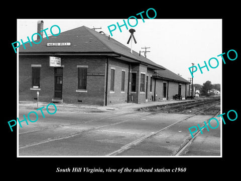 OLD LARGE HISTORIC PHOTO OF SOUTH HILL VIRGINIA, THE RAILROAD STATION c1960