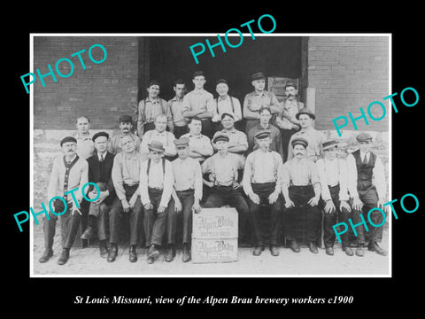 OLD LARGE HISTORIC PHOTO OF St LOUIS MISSOURI, ALPEN BRAU BREWERY AORKERS c1900