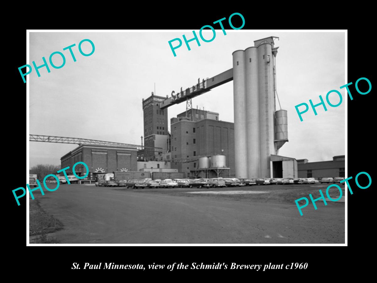 OLD LARGE HISTORIC PHOTO OF St PAUL MINNESOTA, THE SCHMIDT BREWERY PLANT c1960