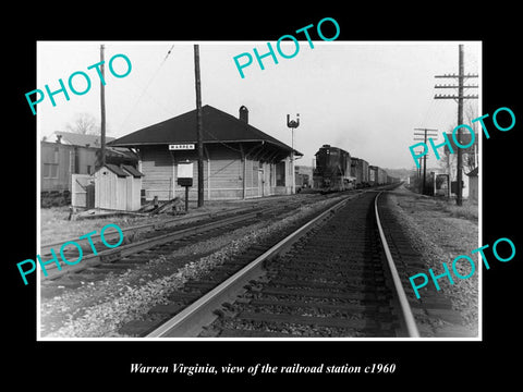 OLD LARGE HISTORIC PHOTO OF WARREN VIRGINIA, THE RAILROAD STATION c1960