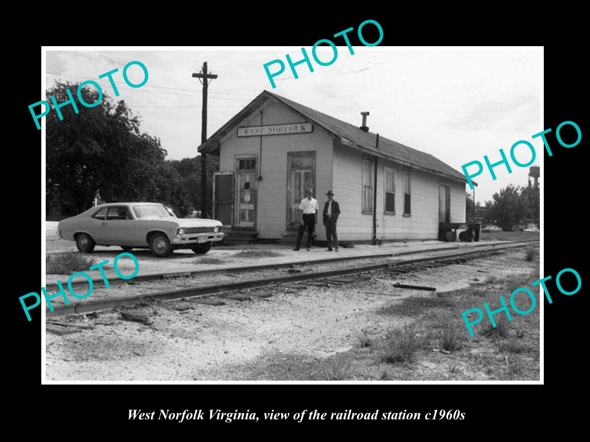 OLD LARGE HISTORIC PHOTO OF WEST NORFOLK VIRGINIA, THE RAILROAD STATION c1960