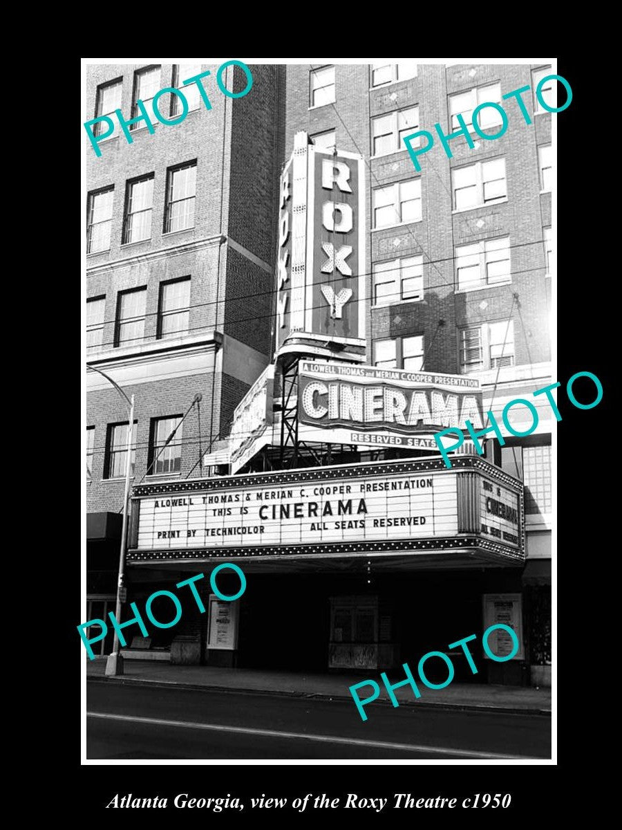 OLD LARGE HISTORIC PHOTO OF ATLANTA GEORGIA, VIEW OF THE ROXY THEATRE c1950