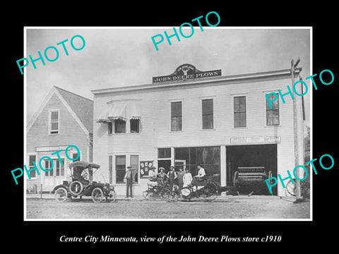 OLD LARGE HISTORIC PHOTO OF CENTRE CITY MINNESOTA, THE JOHN DEERE STORE c1910