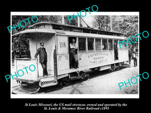 OLD HISTORIC PHOTO OF St LOUIS MISSOURI, RAILWAY POST OFFICE STREET CAR c1895