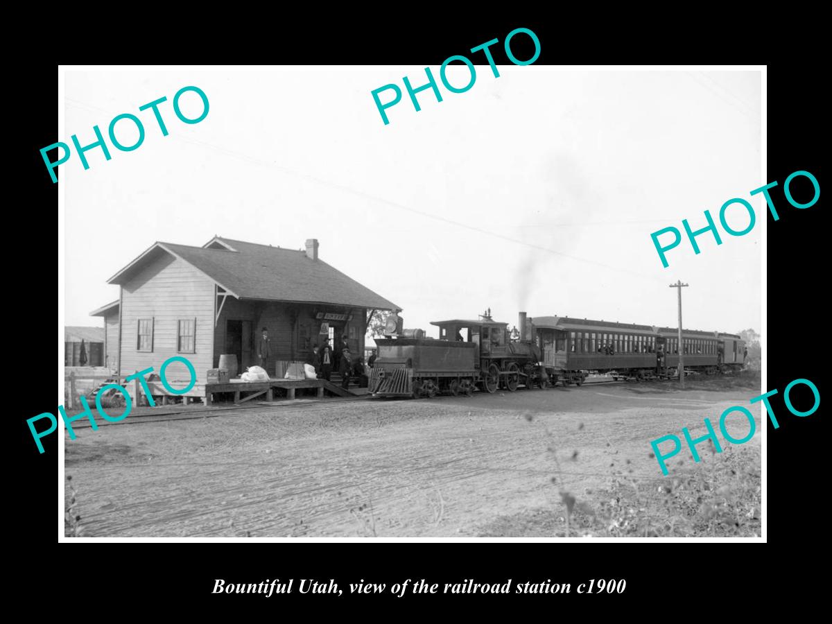 OLD LARGE HISTORIC PHOTO OF BOUNTIFUL UTAH, VIEW OF RAILROAD STATION c1900