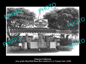 OLD LARGE HISTORIC PHOTO OF POMONA CALIFORNIA, REED BELL ROOT BEER STAND c1940