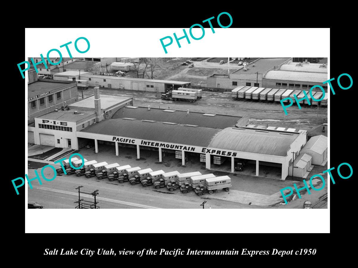 OLD LARGE HISTORIC PHOTO OF SALT LAKE CITY UTAH, PACIFIC I/M EXPRESS DEPOT c1950