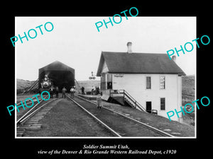 OLD LARGE HISTORIC PHOTO OF SOLDIER SUMMIT UTAH, VIEW OF RAILROAD STATION 1920 1