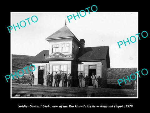 OLD LARGE HISTORIC PHOTO OF SOLDIER SUMMIT UTAH, VIEW OF RAILROAD STATION 1920 2